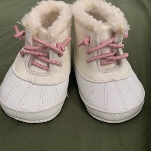Cozy White and Pink Newborn baby Boots